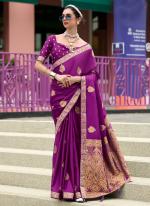 Pure Sattin Purple Festival Wear Weaving Saree